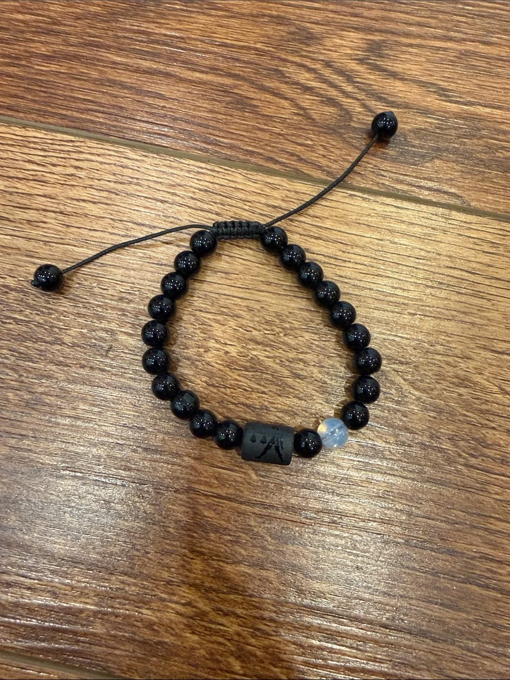 Gemstone Adjustable Bracelet with Accent Bead